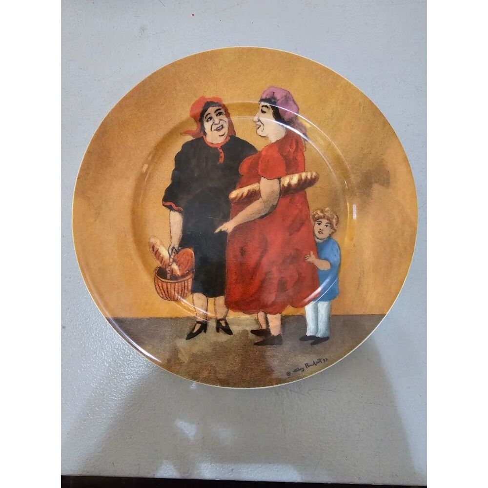 Tuscan Storefronts Guy Buffet 8" Salad Dessert Plate Two Women Bread Store